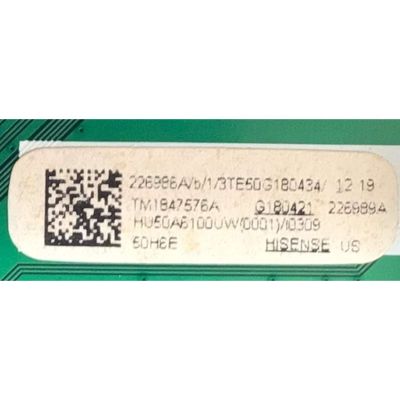 KIT DE TARJETAS PARA SMART TV HISENSE / MAIN 226986 / RSAG7.820.7921/ROH / 226986A / FUENTE 222172 / RSAG7.820.7748/ROH / HLL-4360WA / CQC13134095636 / E166702 / T-CON EATDJ6E13 / E88441E13 / E222034 / 17082201 / PANEL HD500S1U01\S0\GM\ROH / MODELO 50H6E - Imagen 2